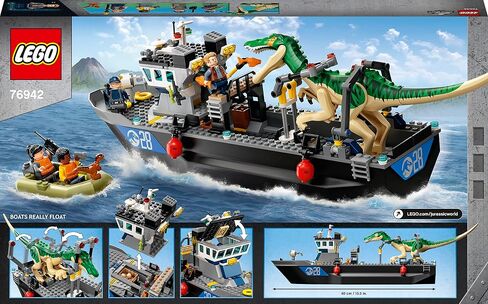 LEGO 76942 Jurassic World Baryonyx Dinosaur Boat Escape Toy with Owen Grady Minifigure, a Dino & 2 Fish Figures, Gift Idea for Boys & Girls in Saudi Arabia
