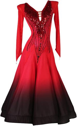 Sequin Women Ballroom Tango Waltz Standard Smooth Competition Dance Dress Red in Kuwait