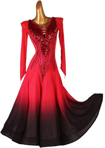 Sequin Women Ballroom Tango Waltz Standard Smooth Competition Dance Dress Red in Kuwait