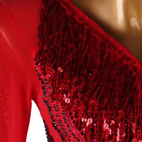 Sequin Women Ballroom Tango Waltz Standard Smooth Competition Dance Dress Red in Kuwait