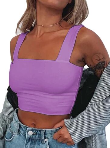 Remidoo Women's Summer Strappy Basic Solid Sleeveless Stretch Crop Tank Top in Saudi Arabia