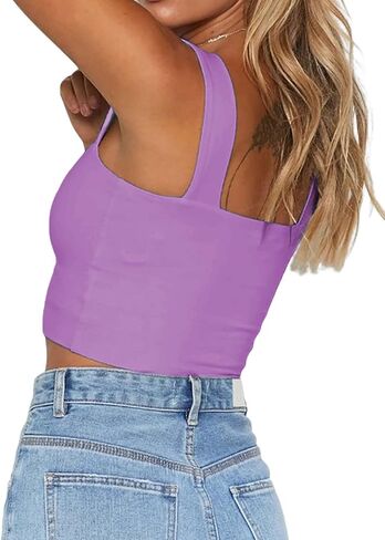 Remidoo Women's Summer Strappy Basic Solid Sleeveless Stretch Crop Tank Top in Saudi Arabia