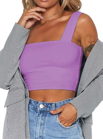 Remidoo Women's Summer Strappy Basic Solid Sleeveless Stretch Crop Tank Top in Saudi Arabia