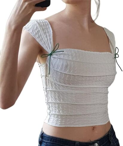 Remidoo Women's Summer Strappy Basic Solid Sleeveless Stretch Crop Tank Top in Kuwait