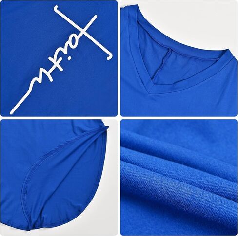 Women's Summer Casual Short Sleeve V Neck Tshirt Long Dress Loose Side Split Beach Maxi Dresses with Pocket in Kuwait