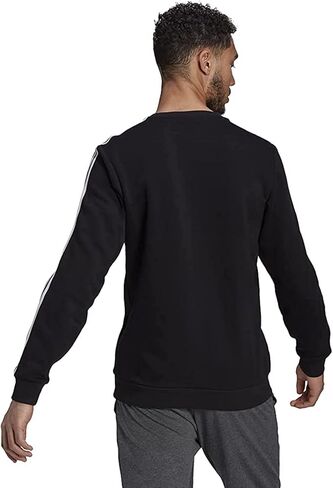 Adidas Men's 3-Stripe Fleece Crew Neck Pullover Sweatshirt (X-Large, Black) in Saudi Arabia