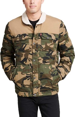 Levi's Men's Quilted Mixed Media Shirttail Work Wear Puffer Jacket معزول in Kuwait