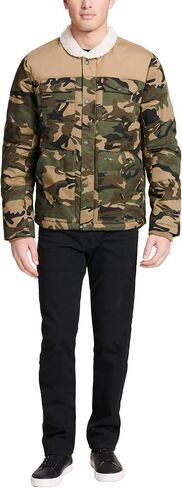 Levi's Men's Quilted Mixed Media Shirttail Work Wear Puffer Jacket معزول in Kuwait