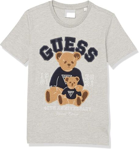 GUESS Boys' Big Texturized Bear Logo Organic Cotton Jersey T-Shirt in Saudi Arabia