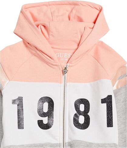 GUESS Girls' Little Glitter Print Logo Color Block Eco Brushed Terry Hoodie in Saudi Arabia