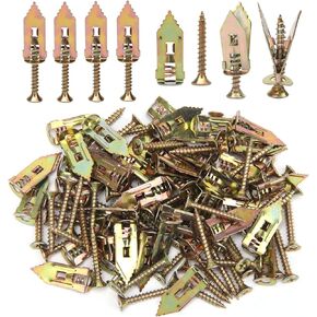 100Pcs Self Drilling Drywall Anchors with Screws, Ahier 50Pcs Metal Self-Drilling Anchors and 50Pcs Screws Kit, No Drill Or Holes in Wall for Fixing TV, Shelf, Cabinet, Curtains, Calligraphy in Kuwait