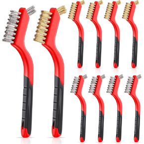 10 قطع من فرشاة الأسلاك لتنظيف اللحام الصدأ، رأس فرشاة من النحاس والفولاذ المقاوم للصدأ، شعيرات إضافية للمناطق الضيقة، فرشاة صغيرة مجعدة للخدمة الشاقة لتنظيف اللحام الشوي in Kuwait