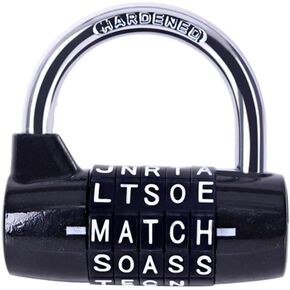 Gym Locker Lock,5 Letter Word Lock,5 Digit Combination Lock,Safety Padlock for School Gym Locker,Sports Locker,Fence,Toolbox,Case,Hasp Storage (Black)