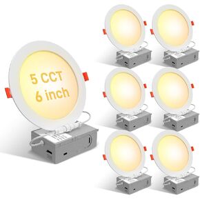TRAMSMART 6 عبوات من مصابيح السقف LED مقاس 6 بوصات، رفيعة للغاية وقابلة للتعتيم 2700K/3000K/3500K/4000/5000K، سطوع 12W Eqv 110W 1100LM، إضاءة سفلية من الرقاقة غير القابلة للضوء - ETL&FCC in Kuwait