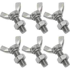 براغي فراشة براغي RLECS 6 قطع M8 1.25 × 20 مم براغي فراشة من الفولاذ المقاوم للصدأ مع صواميل وغسالة، مسامير يدوية لجناح فراشة الإبهام، براغي يدوية لجناح فراشة الإبهام in Kuwait