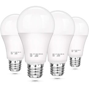 مصابيح مستشعر الضوء SHINE HAI من الغسق إلى الفجر، A19 12W LED تلقائية عند إيقاف تشغيل المصابيح الكهربائية، 1200 لومن، قاعدة E26، ضوء النهار الأبيض 5000K أضواء خارجية داخلية لساحة مرآب الشرفة، 10 عبوات