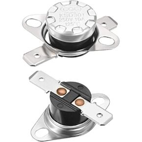 uxcell KSD301 Thermostat 125°C/257°F 10A Normally Closed N.C Adjust Snap Disc Temperature Switch for Microwave,Oven,Coffee Maker 2pcs