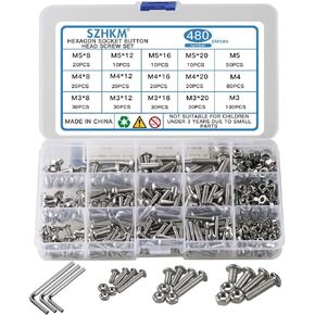 SZHKM 480pcs Stainless Steel Nuts and Bolts Assortment Metric Machine Screws Set M3 M4 M5 Screws Assorted Hex Bolts and Nuts Kit for Electroinics with Wrench in Kuwait