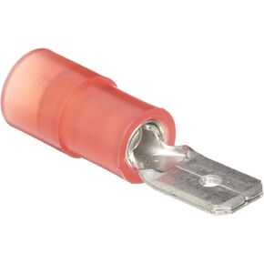 منتجات موريس 11948 قطع اتصال ذكر، تجعيد مزدوج، نايلون معزول، أحمر، حجم سلك 22-16، علامة تبويب NEMA 0.032 بوصة × 0.187 بوصة (عبوة من 100 قطعة) in Kuwait