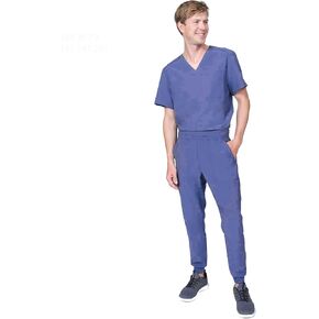 Mens Scrub Set V-Neck & Jogger 5 Pocket 4-Way Stretch for Medical Nursing Dentist Elements Select ES2946