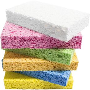 Cellulose Sponges,Heavy Duty Scrub Kitchen Sponge,Clean Tough Messes Without Scratching Sponges Kitchen Blue(6 Pack)