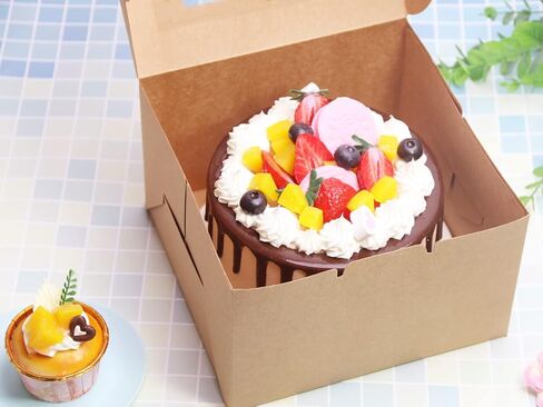 PQZKLDP 12Packs 6x6x5 Inches Brown Kraft Cake Boxes with Window, Gift Packing, Bakery Boxes, Dessert, Pastry, Cupcake, Pie Cookies, With Stickers,66 FT Twine (6 * 6 * 5 Inch, Brown) in Kuwait