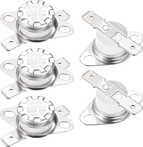 uxcell KSD301 ترموستات 160 درجة مئوية/320 درجة فهرنهايت 10 أمبير عادي مغلق N.C ضبط مفتاح درجة حرارة القرص المفاجئ للميكروويف والفرن وصانع القهوة 5 قطع in Kuwait