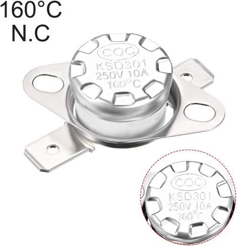 uxcell KSD301 ترموستات 160 درجة مئوية/320 درجة فهرنهايت 10 أمبير عادي مغلق N.C ضبط مفتاح درجة حرارة القرص المفاجئ للميكروويف والفرن وصانع القهوة 5 قطع in Kuwait