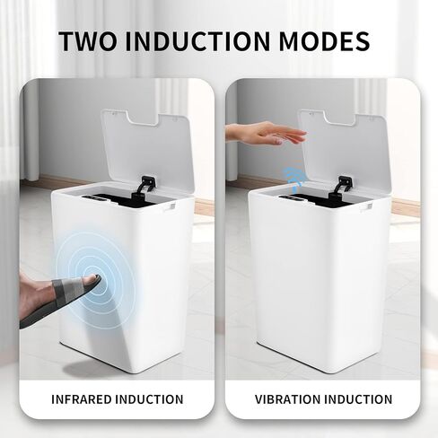 سلة مهملات الحمام بدون لمس من TrashAid مع غطاء، سلة مهملات بمستشعر حركة سعة 4.0 جالون أوتوماتيكية، سلة قمامة بلاستيكية ذكية سلة مهملات بيضاء صغيرة للمرحاض والمكتب والمركبات الترفيهية وغرفة النوم وغرفة المعيشة in Kuwait
