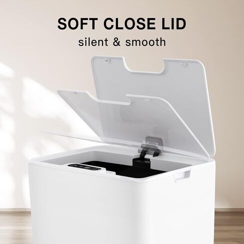 سلة مهملات الحمام بدون لمس من TrashAid مع غطاء، سلة مهملات بمستشعر حركة سعة 4.0 جالون أوتوماتيكية، سلة قمامة بلاستيكية ذكية سلة مهملات بيضاء صغيرة للمرحاض والمكتب والمركبات الترفيهية وغرفة النوم وغرفة المعيشة in Kuwait