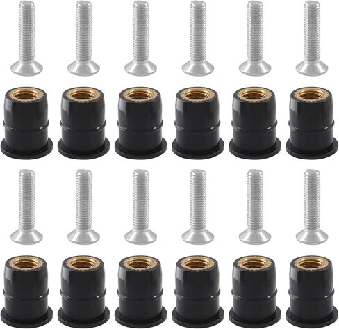 12Pairs M4 Rubber Well Nuts Neoprene Expansion Brass Nuts Fairing Universal Motorcycle Fasteners with Stainless Steel Pozi Screws for Canoe, Boat, Kayak in Kuwait