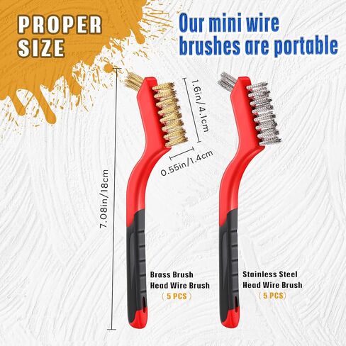 10 قطع من فرشاة الأسلاك لتنظيف اللحام الصدأ، رأس فرشاة من النحاس والفولاذ المقاوم للصدأ، شعيرات إضافية للمناطق الضيقة، فرشاة صغيرة مجعدة للخدمة الشاقة لتنظيف اللحام الشوي in Kuwait