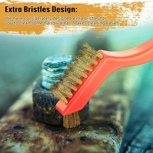 10 قطع من فرشاة الأسلاك لتنظيف اللحام الصدأ، رأس فرشاة من النحاس والفولاذ المقاوم للصدأ، شعيرات إضافية للمناطق الضيقة، فرشاة صغيرة مجعدة للخدمة الشاقة لتنظيف اللحام الشوي in Kuwait