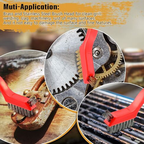 10 قطع من فرشاة الأسلاك لتنظيف اللحام الصدأ، رأس فرشاة من النحاس والفولاذ المقاوم للصدأ، شعيرات إضافية للمناطق الضيقة، فرشاة صغيرة مجعدة للخدمة الشاقة لتنظيف اللحام الشوي in Kuwait