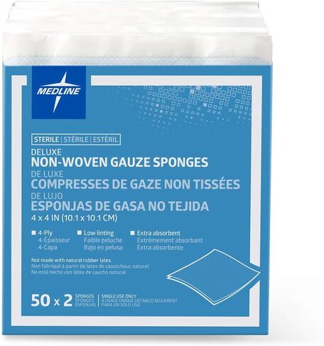 Medline NON26444H Gauze, Avant, Nw, Delu" x e, 4" x 4", 4Ply, Ns, Lf (Pack of 200) in Saudi Arabia