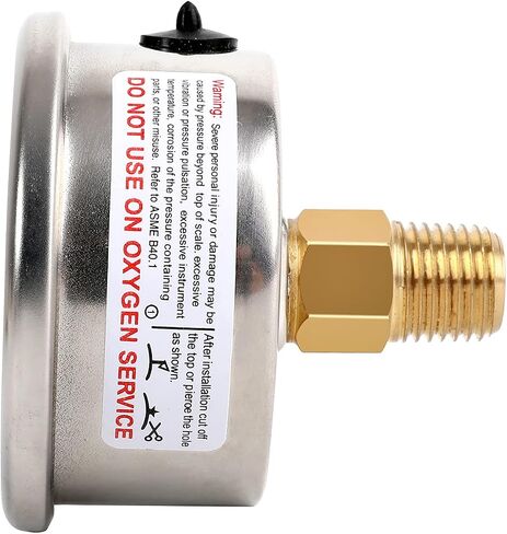 مقياس ضغط الفراغ المملوء بالجلسرين من UHARBOUR -30HG/30PSI، مقياس فراغ بقرص شفاف 2-1/2 بوصة، وصلة خلفية 1/4 بوصة NPT، علبة من الفولاذ المقاوم للصدأ، حركة نحاسية، موازين مزدوجة in Kuwait