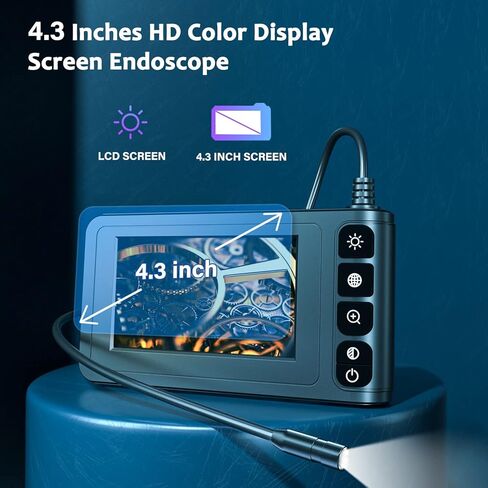 كاميرا بوريسكوب للمنظار الصناعي من SKYBASIC مع ضوء، شاشة LCD مقاس 4.3 بوصة، كاميرا ثعبان رقمية عالية الدقة محمولة باليد وكاميرا فحص المجاري المقاومة للماء مع 8 مصابيح LED، وكابل شبه صلب بطول 66 قدمًا in Kuwait