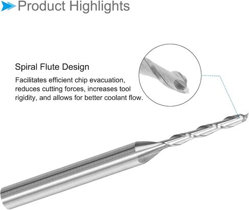 CoCud Spiral End Mill, 1/8" Shank 1.5mm x 12mm Solid Carbide 2-Flute CNC Router Bit Milling Cutter - (Applications: for Plywood Hardwood Plastic), 1-Piece in Saudi Arabia