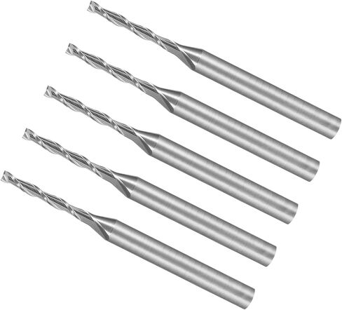 CoCud Spiral End Mills, 1/8" Shank 1.5mm x 12mm Solid Carbide 2-Flute CNC Router Bits Milling Cutters - (Applications: for Plywood Hardwood Plastic), 5-Pieces in Saudi Arabia