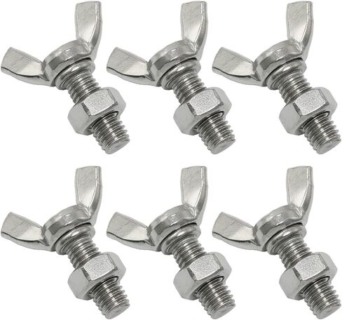 براغي فراشة براغي RLECS 6 قطع M8 1.25 × 20 مم براغي فراشة من الفولاذ المقاوم للصدأ مع صواميل وغسالة، مسامير يدوية لجناح فراشة الإبهام، براغي يدوية لجناح فراشة الإبهام in Kuwait