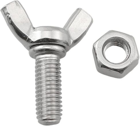 براغي فراشة براغي RLECS 6 قطع M8 1.25 × 20 مم براغي فراشة من الفولاذ المقاوم للصدأ مع صواميل وغسالة، مسامير يدوية لجناح فراشة الإبهام، براغي يدوية لجناح فراشة الإبهام in Kuwait