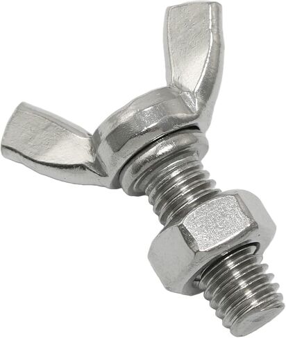 براغي فراشة براغي RLECS 6 قطع M8 1.25 × 20 مم براغي فراشة من الفولاذ المقاوم للصدأ مع صواميل وغسالة، مسامير يدوية لجناح فراشة الإبهام، براغي يدوية لجناح فراشة الإبهام in Kuwait