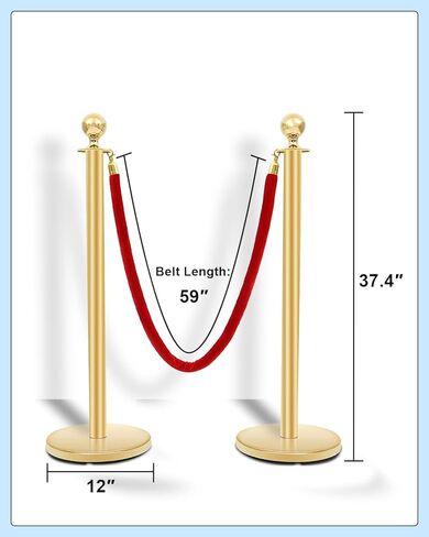 حواجز التحكم في الحشود، الدعامة الذهبية مع فواصل خط حبل مخملي أحمر بطول 4.8 قدم للحفلات والمتاحف وحفلات الزفاف قطعتين in Kuwait