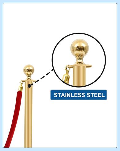 حواجز التحكم في الحشود، الدعامة الذهبية مع فواصل خط حبل مخملي أحمر بطول 4.8 قدم للحفلات والمتاحف وحفلات الزفاف قطعتين in Kuwait
