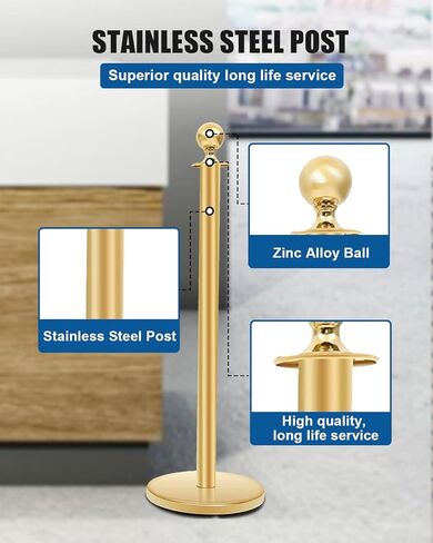 حواجز التحكم في الحشود، الدعامة الذهبية مع فواصل خط حبل مخملي أحمر بطول 4.8 قدم للحفلات والمتاحف وحفلات الزفاف قطعتين in Kuwait