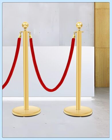 حواجز التحكم في الحشود، الدعامة الذهبية مع فواصل خط حبل مخملي أحمر بطول 4.8 قدم للحفلات والمتاحف وحفلات الزفاف قطعتين in Kuwait