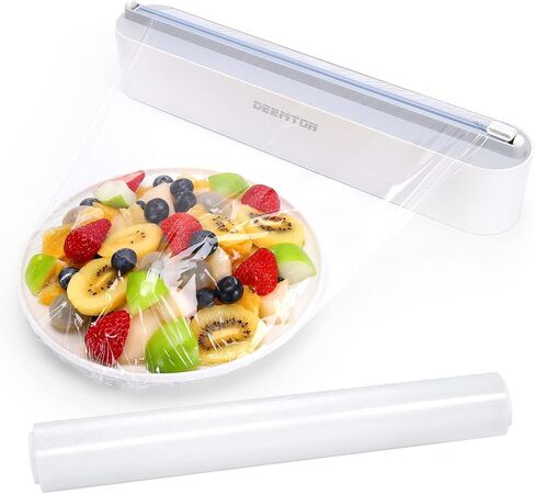 Plastic Wrap Dispenser with Cutter,Plastic Food Wrap Dispenser with Slide Cutter Refillable Cling Film Dispenser with 250' of Professional BPA Free Cling Film. in Saudi Arabia
