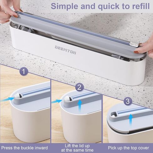 Plastic Wrap Dispenser with Cutter,Plastic Food Wrap Dispenser with Slide Cutter Refillable Cling Film Dispenser with 250' of Professional BPA Free Cling Film. in Saudi Arabia