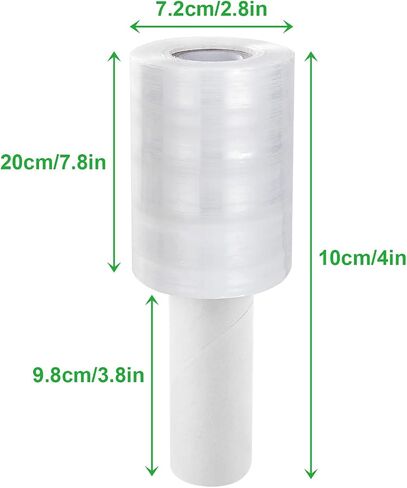 6 Pack Stretch Wrap Film with Handle, 80 Gauge Thick Industrial Strength Hand Stretch Wrap, 4" x 1000 Ft Plastic Pallet Shrink Film Heavy Duty Self-Adhering Plastic Wrap for Packing, Moving in Saudi Arabia