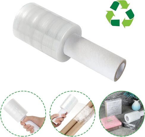 6 Pack Stretch Wrap Film with Handle, 80 Gauge Thick Industrial Strength Hand Stretch Wrap, 4" x 1000 Ft Plastic Pallet Shrink Film Heavy Duty Self-Adhering Plastic Wrap for Packing, Moving in Saudi Arabia